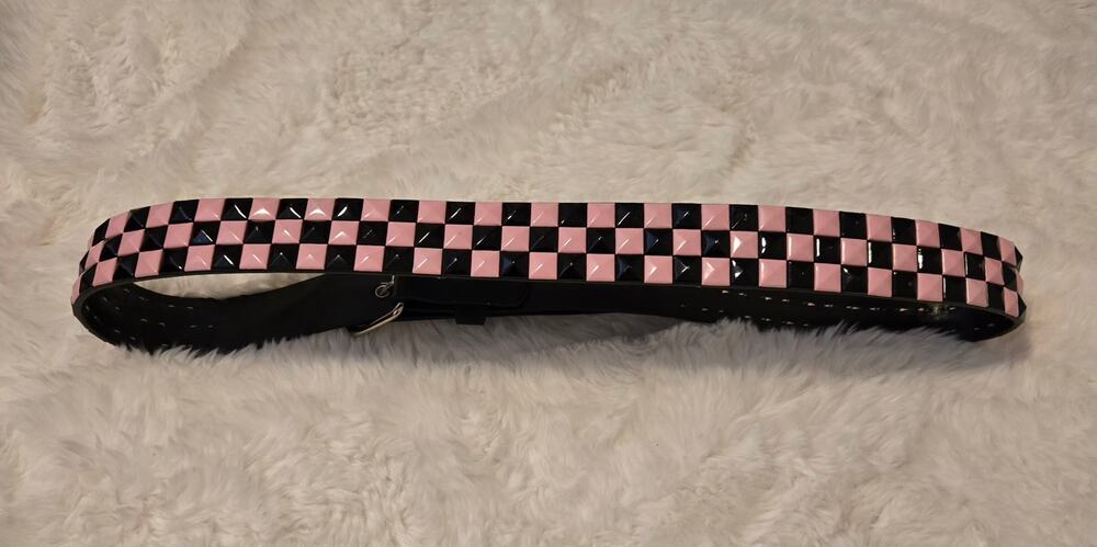 Vintage Y2K Black and Pink Studded Belt